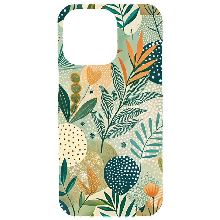 Leaves Pattern Flora iPhone 15 Pro Max Black UV Print PC Hardshell Case