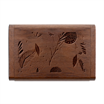 Leaves Pattern Flora Wood Oval USB Flash Drive Box