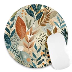 Leaves Pattern Floral Round Mousepad by Salmanaz77