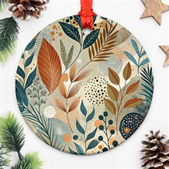 Leaves Pattern Floral Round Ornament (two Sides)