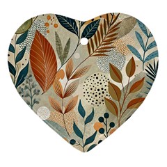 Leaves Pattern Floral Heart Ornament (two Sides)