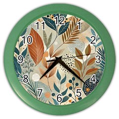 Leaves Pattern Floral Color Wall Clock by Salmanaz77