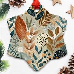 Leaves Pattern Floral Snowflake Ornament (two Sides)