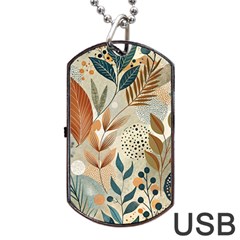 Leaves Pattern Floral Dog Tag Usb Flash (one Side) by Salmanaz77