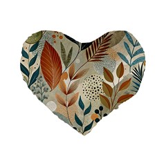 Leaves Pattern Floral Standard 16  Premium Heart Shape Cushions by Salmanaz77