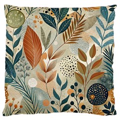 Leaves Pattern Floral Large Premium Plush Fleece Cushion Case (one Side) by Salmanaz77