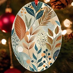 Leaves Pattern Floral Uv Print Acrylic Ornament Oval by Salmanaz77