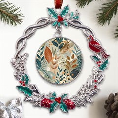 Leaves Pattern Floral Metal X mas Wreath Holly Leaf Ornament