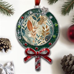 Leaves Pattern Floral Metal X mas Lollipop With Crystal Ornament by Salmanaz77