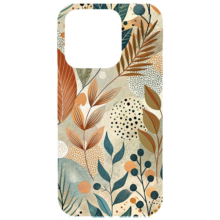 Leaves Pattern Floral iPhone 15 Pro Black UV Print PC Hardshell Case