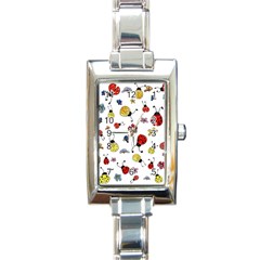 Seamless Pattern Nature Flowers Rectangle Italian Charm Watch by Salmanaz77