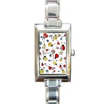 Seamless Pattern Nature Flowers Rectangle Italian Charm Watch Front