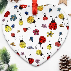 Seamless Pattern Nature Flowers Heart Ornament (two Sides)