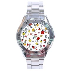 Seamless Pattern Nature Flowers Stainless Steel Analogue Watch by Salmanaz77