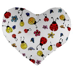 Seamless Pattern Nature Flowers Large 19  Premium Heart Shape Cushions by Salmanaz77