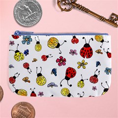 Seamless Pattern Nature Flowers Large Coin Purse by Salmanaz77