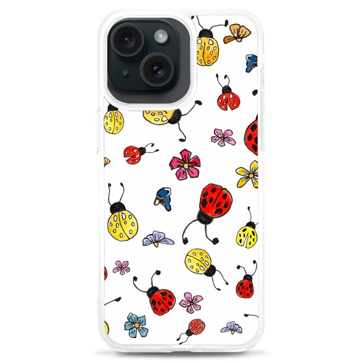 Seamless Pattern Nature Flowers iPhone 15 Plus TPU UV Print Case