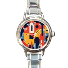 Abstract Pattern Design Round Italian Charm Watch by Salmanaz77