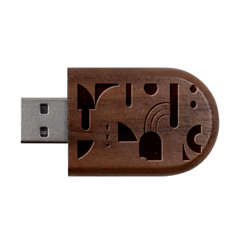 Abstract Pattern Design Wood Oval Usb Flash Drive