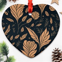 Background Pattern Leaves Texture Heart Ornament (two Sides)