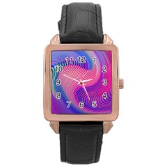 Swirl Twirl Design Pattern Purple Rose Gold Leather Watch  by Salmanaz77