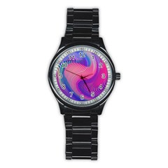 Swirl Twirl Design Pattern Purple Stainless Steel Round Watch by Salmanaz77