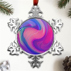 Swirl Twirl Design Pattern Purple Metal Small Snowflake Ornament by Salmanaz77