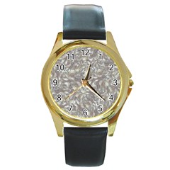 Fantasy Floral Random Pattern Round Gold Metal Watch