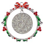 Fantasy floral random pattern Metal X mas Wreath Ribbon Ornament Front