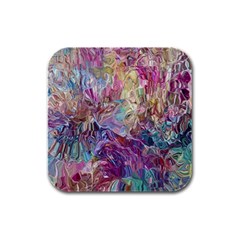 Melting Patterns Rubber Square Coaster (4 Pack) by kaleidomarblingart