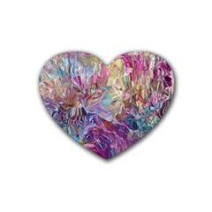 Melting Patterns Rubber Heart Coaster (4 Pack) by kaleidomarblingart