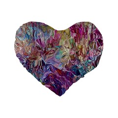 Melting Patterns Standard 16  Premium Heart Shape Cushions by kaleidomarblingart