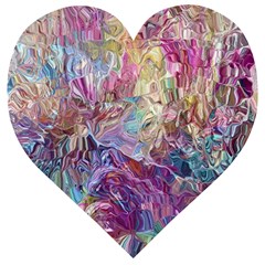 Melting Patterns Wooden Puzzle Heart by kaleidomarblingart