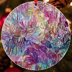 Melting Patterns Uv Print Acrylic Ornament Round by kaleidomarblingart