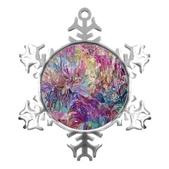 Melting Patterns Metal Small Snowflake Ornament by kaleidomarblingart