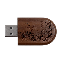 Melting Patterns Wood Oval Usb Flash Drive by kaleidomarblingart