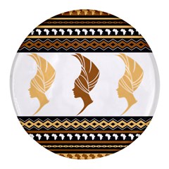 African Women Pattern Seamless Style Round Glass Fridge Magnet (4 Pack) by Bedest