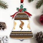 African Women Pattern Seamless Style Metal Holly Leaf Bell Ornament Front