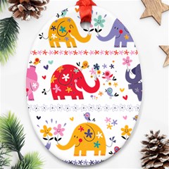 African Elephant Cute Cartoon Seamless Shading Cartoon Character Ornament (oval)