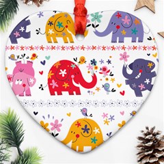 African Elephant Cute Cartoon Seamless Shading Cartoon Character Ornament (heart)