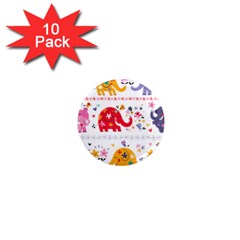 African Elephant Cute Cartoon Seamless Shading Cartoon Character 1  Mini Magnet (10 Pack)  by Bedest