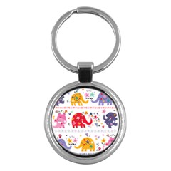 African Elephant Cute Cartoon Seamless Shading Cartoon Character Key Chain (round) by Bedest