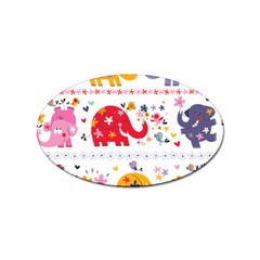 African Elephant Cute Cartoon Seamless Shading Cartoon Character Sticker (oval) by Bedest