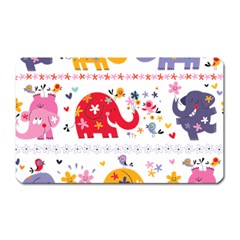 African Elephant Cute Cartoon Seamless Shading Cartoon Character Magnet (rectangular) by Bedest