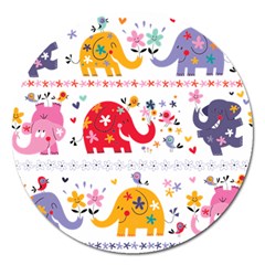 African Elephant Cute Cartoon Seamless Shading Cartoon Character Magnet 5  (round) by Bedest