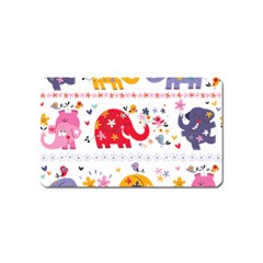 African Elephant Cute Cartoon Seamless Shading Cartoon Character Magnet (name Card) by Bedest