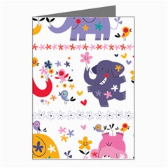 African Elephant Cute Cartoon Seamless Shading Cartoon Character Greeting Card by Bedest