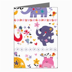 African Elephant Cute Cartoon Seamless Shading Cartoon Character Greeting Cards (pkg Of 8) by Bedest