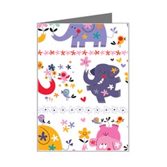 African Elephant Cute Cartoon Seamless Shading Cartoon Character Mini Greeting Card by Bedest