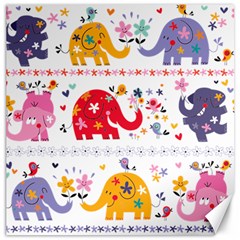 African Elephant Cute Cartoon Seamless Shading Cartoon Character Canvas 20  X 20  by Bedest